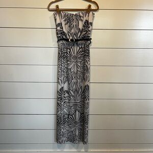 Bisou Bisou Black and White Ruched Strapless Sundress Size 2